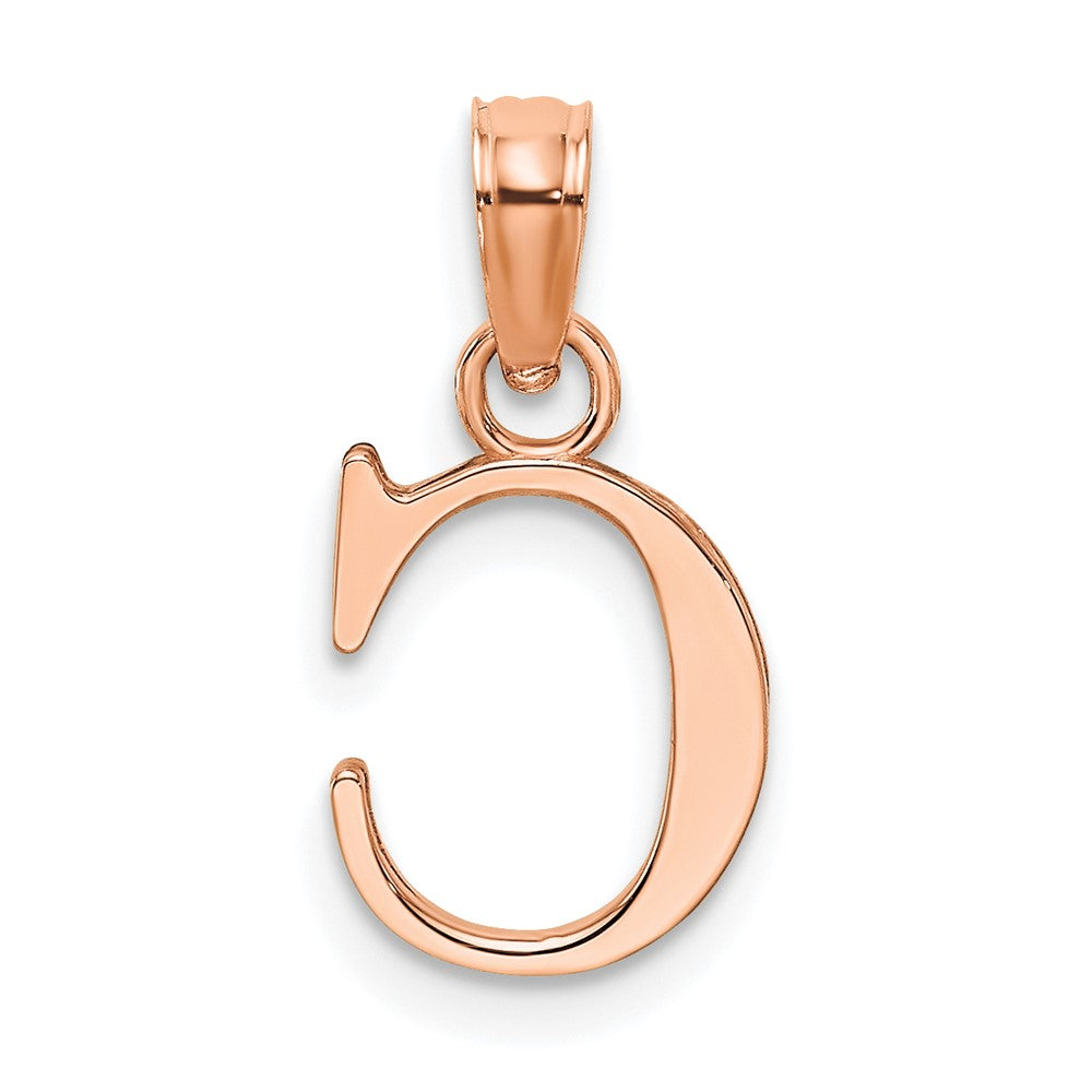 14K Roségold Poliert Block Buchstabe C Initiale Anhänger
