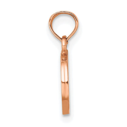 14K Roségold Poliert Block Buchstabe D Initiale Anhänger