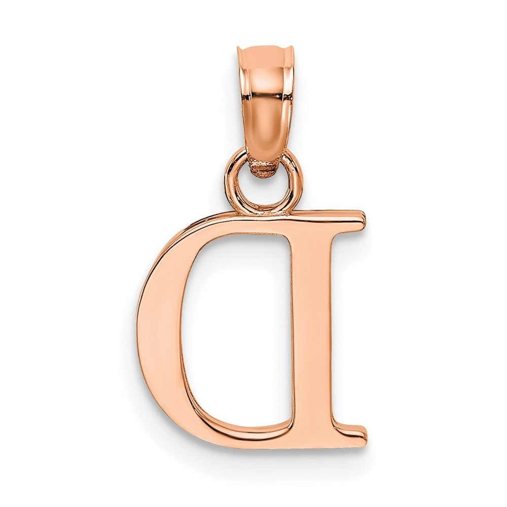 14K Roségold Poliert Block Buchstabe D Initiale Anhänger
