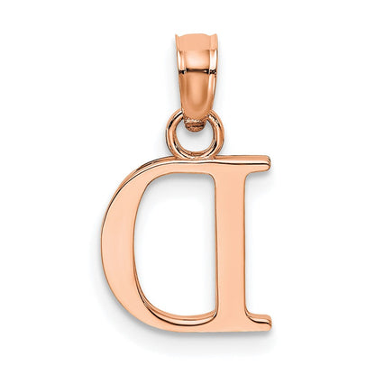 14K Roségold Poliert Block Buchstabe D Initiale Anhänger