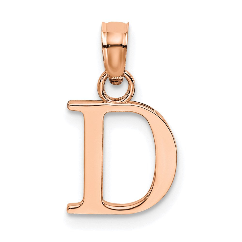 14K Roségold Poliert Block Buchstabe D Initiale Anhänger