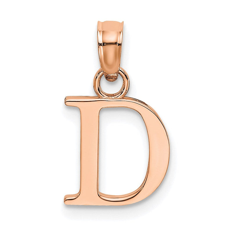 14K Roségold Poliert Block Buchstabe D Initiale Anhänger