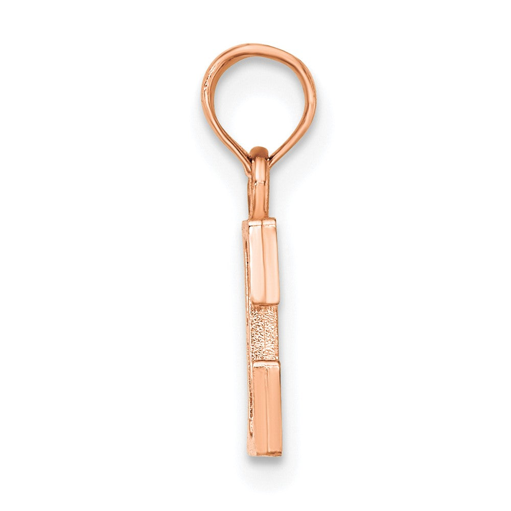 14K Roségold Poliert Block Buchstabe E Initiale Anhänger