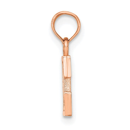 14K Roségold Poliert Block Buchstabe E Initiale Anhänger