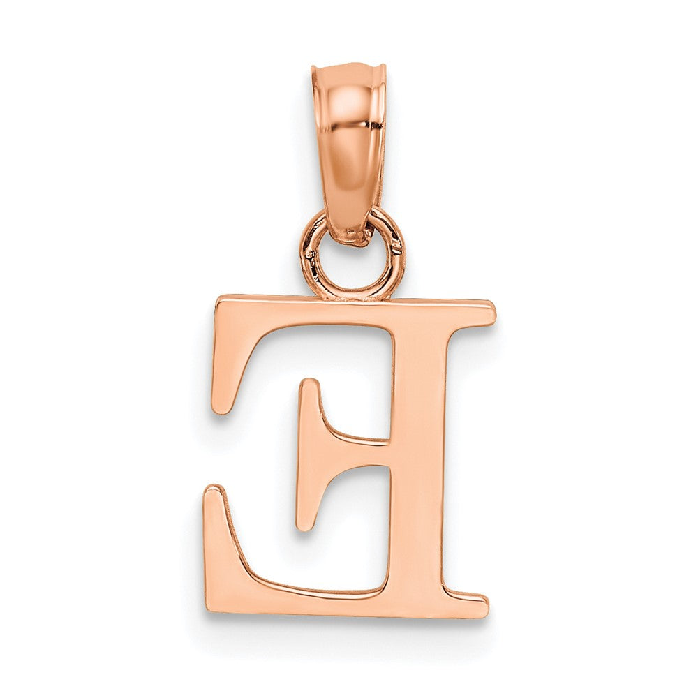 14K Roségold Poliert Block Buchstabe E Initiale Anhänger