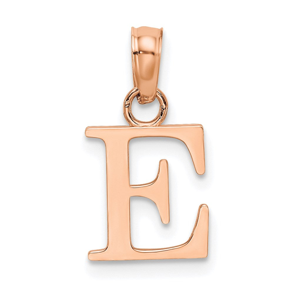 14K Roségold Poliert Block Buchstabe E Initiale Anhänger