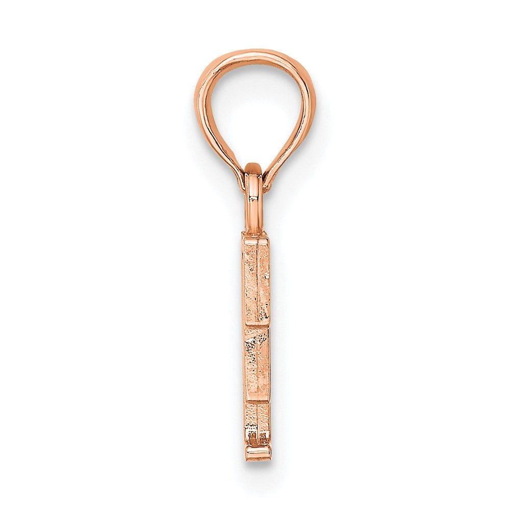 14K Roségold Poliert Block Buchstabe F Initiale Anhänger