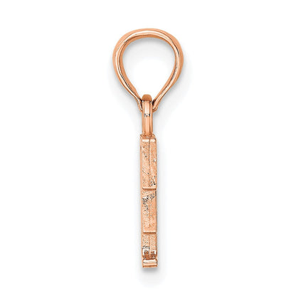 14K Roségold Poliert Block Buchstabe F Initiale Anhänger