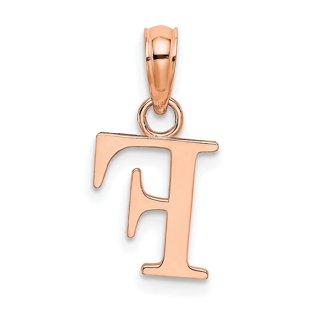 14K Roségold Poliert Block Buchstabe F Initiale Anhänger