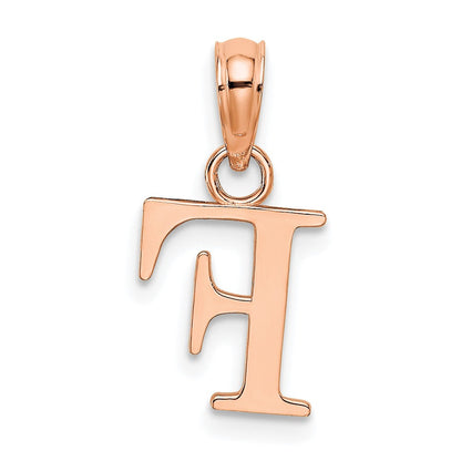 14K Roségold Poliert Block Buchstabe F Initiale Anhänger