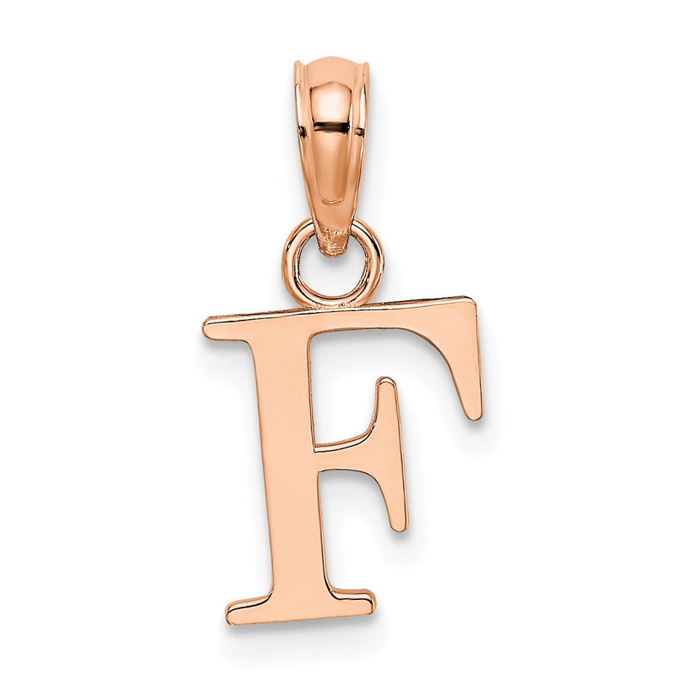 14K Roségold Poliert Block Buchstabe F Initiale Anhänger