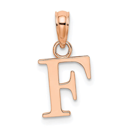 14K Roségold Poliert Block Buchstabe F Initiale Anhänger