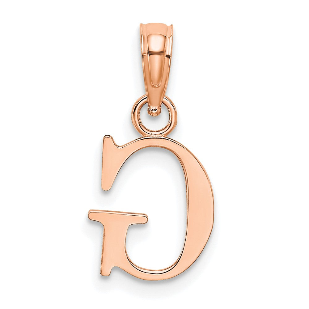 14K Roségold Poliert Block Buchstabe G Initiale Anhänger