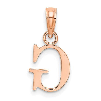 14K Roségold Poliert Block Buchstabe G Initiale Anhänger