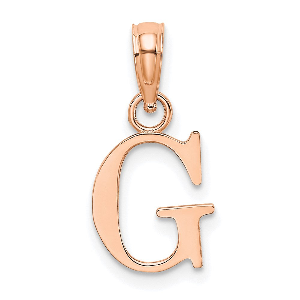 14K Roségold Poliert Block Buchstabe G Initiale Anhänger