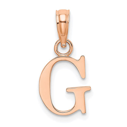 14K Roségold Poliert Block Buchstabe G Initiale Anhänger