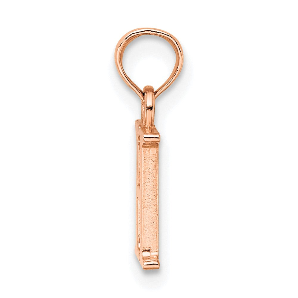 14K Roségold Poliert Block Buchstabe H Initiale Anhänger