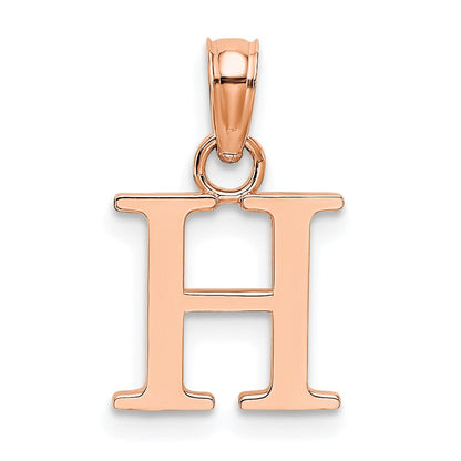 14K Roségold Poliert Block Buchstabe H Initiale Anhänger