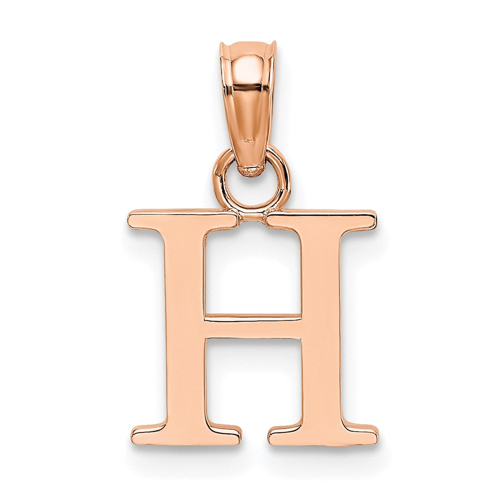 14K Roségold Poliert Block Buchstabe H Initiale Anhänger