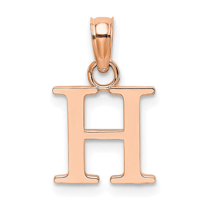 14K Roségold Poliert Block Buchstabe H Initiale Anhänger