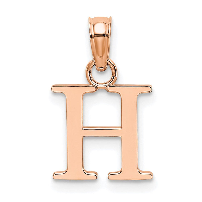14K Roségold Poliert Block Buchstabe H Initiale Anhänger