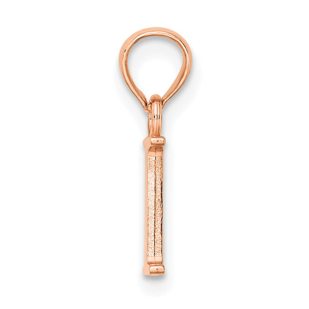 14K Roségold Poliert Block Buchstabe I Initiale Anhänger
