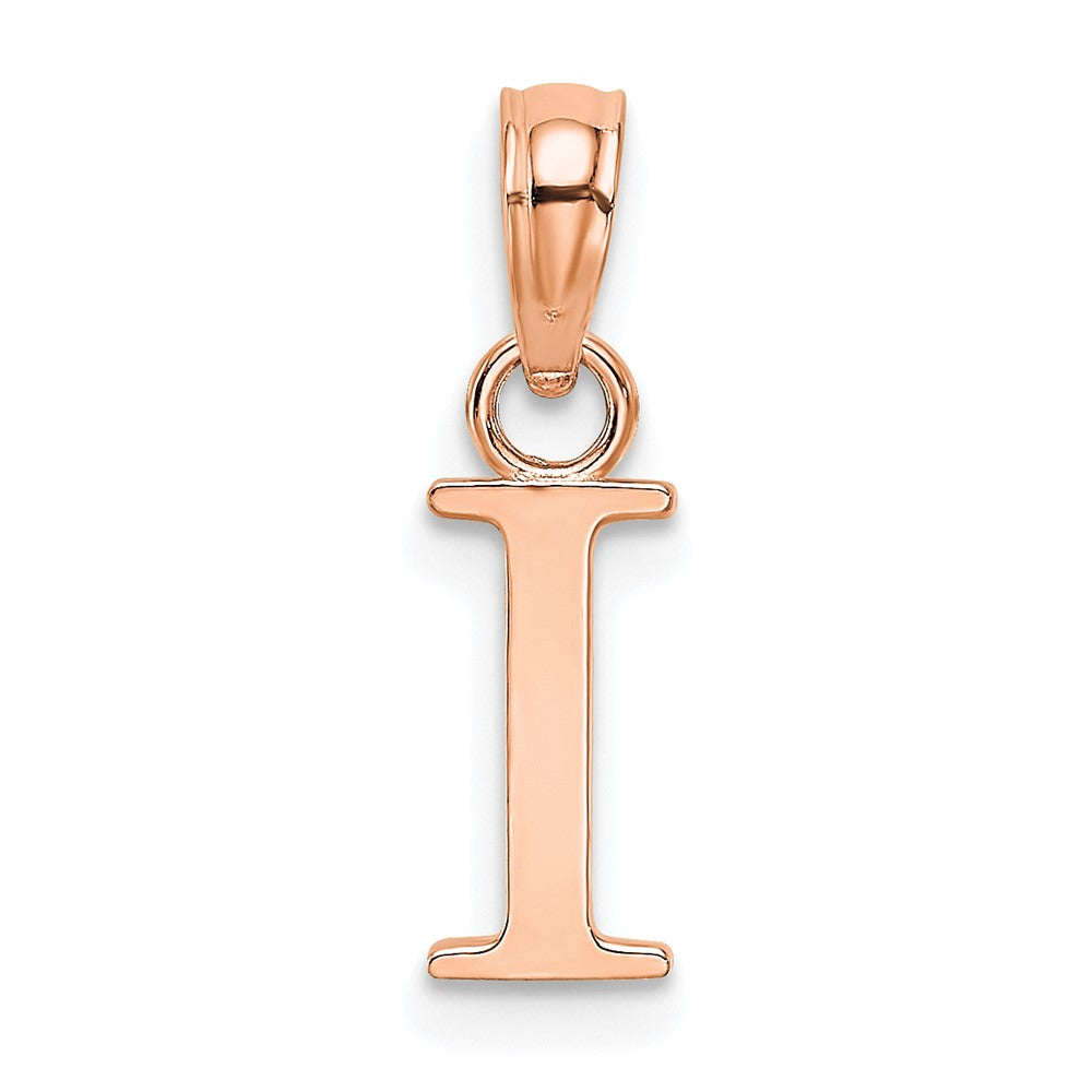 14K Roségold Poliert Block Buchstabe I Initiale Anhänger