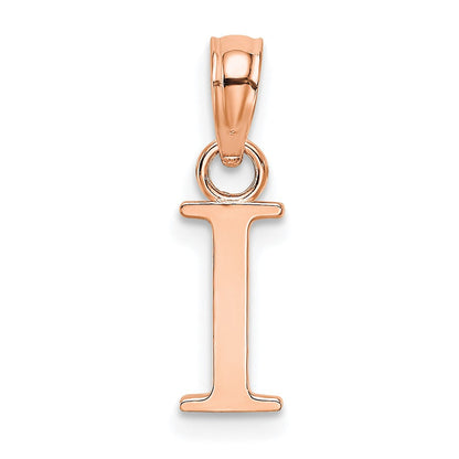 14K Roségold Poliert Block Buchstabe I Initiale Anhänger