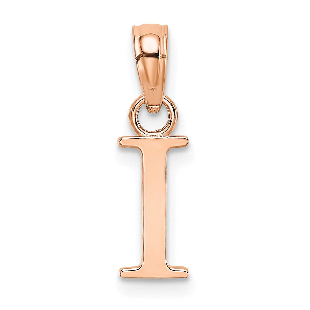14K Roségold Poliert Block Buchstabe I Initiale Anhänger