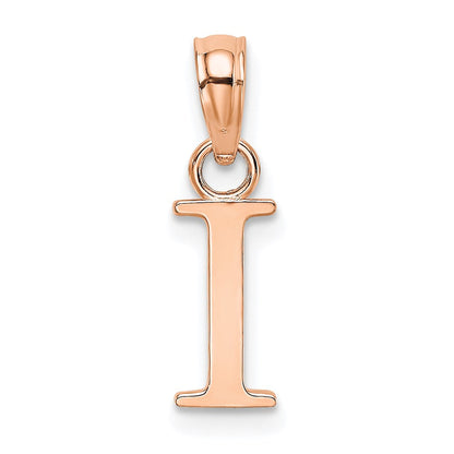 14K Roségold Poliert Block Buchstabe I Initiale Anhänger