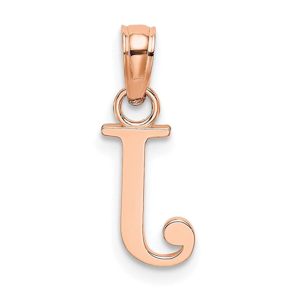 14K Roségold Poliert Block Buchstabe J Initiale Anhänger
