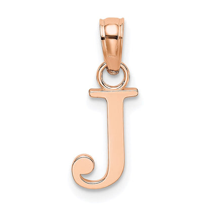 14K Roségold Poliert Block Buchstabe J Initiale Anhänger