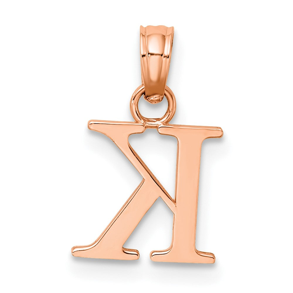 14K Roségold Poliert Block Buchstabe K Initiale Anhänger