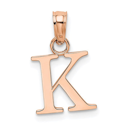 14K Roségold Poliert Block Buchstabe K Initiale Anhänger
