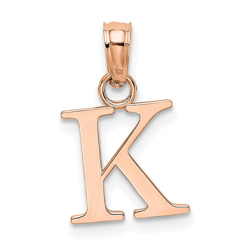 14K Roségold Poliert Block Buchstabe K Initiale Anhänger