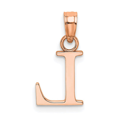 14K Roségold Poliert Block Buchstabe L Initiale Anhänger