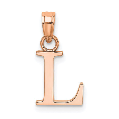 14K Roségold Poliert Block Buchstabe L Initiale Anhänger