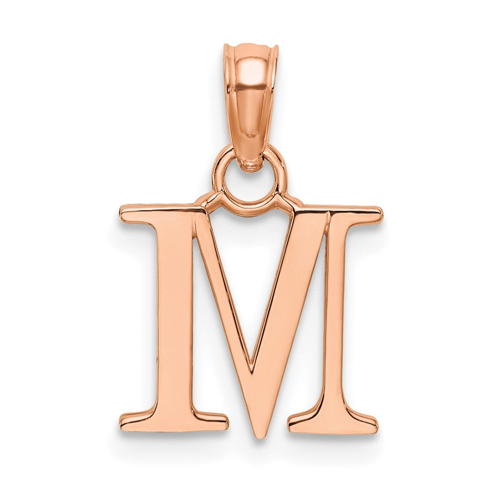 14K Roségold Poliert Block Buchstabe M Initiale Anhänger