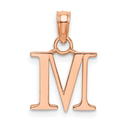 14K Roségold Poliert Block Buchstabe M Initiale Anhänger