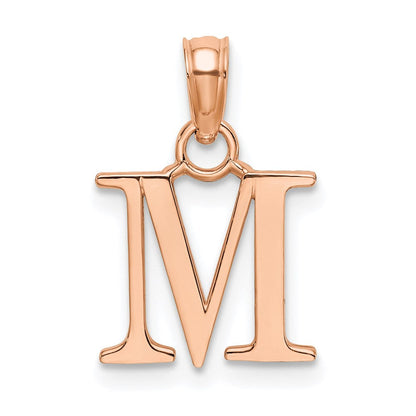 14K Roségold Poliert Block Buchstabe M Initiale Anhänger