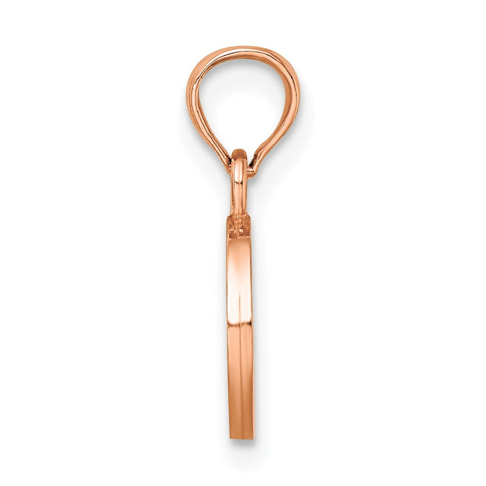 14K Roségold Poliert Block Buchstabe O Initiale Anhänger