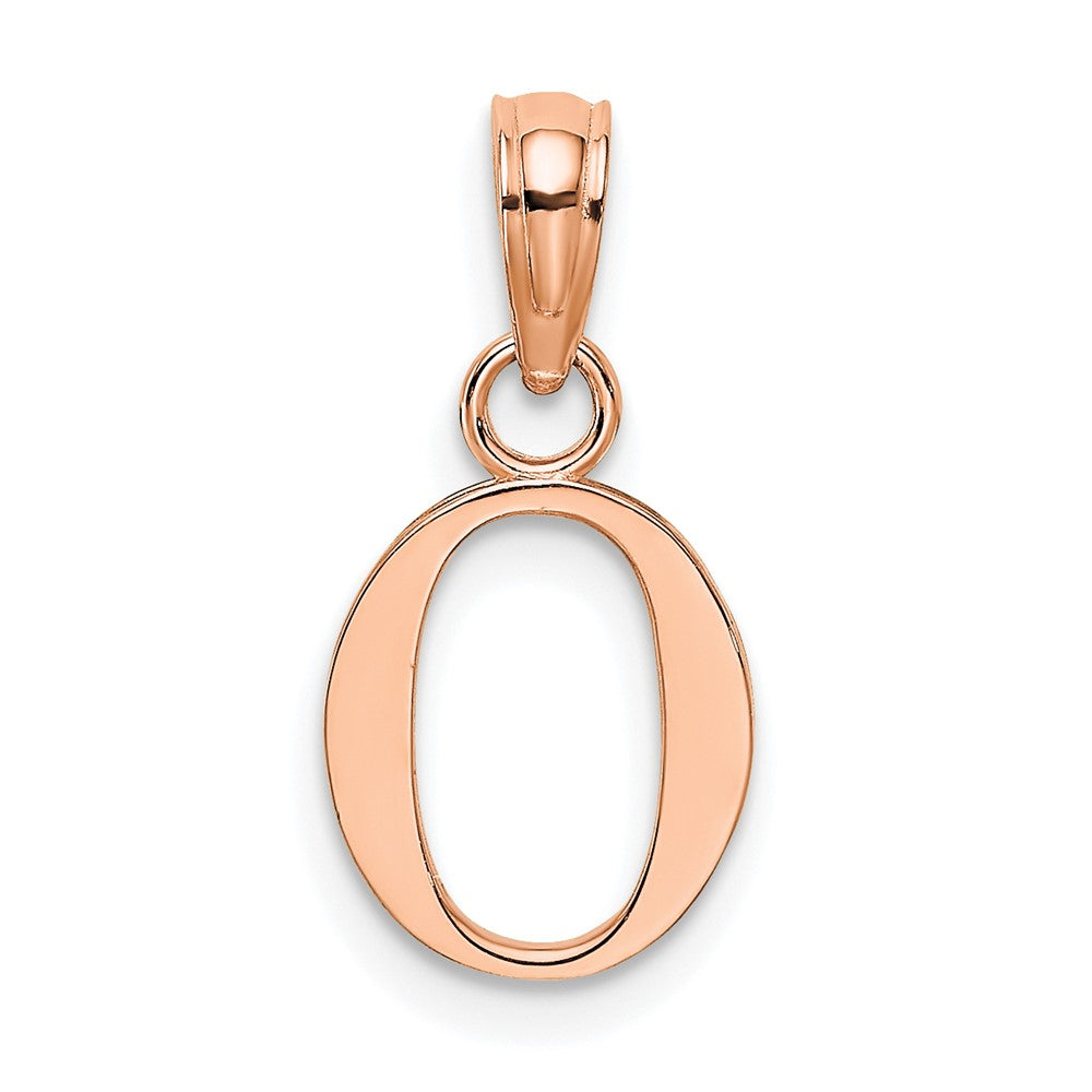 14K Roségold Poliert Block Buchstabe O Initiale Anhänger