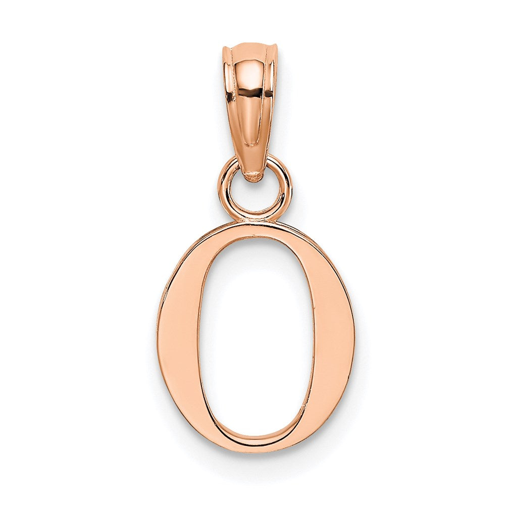 14K Roségold Poliert Block Buchstabe O Initiale Anhänger