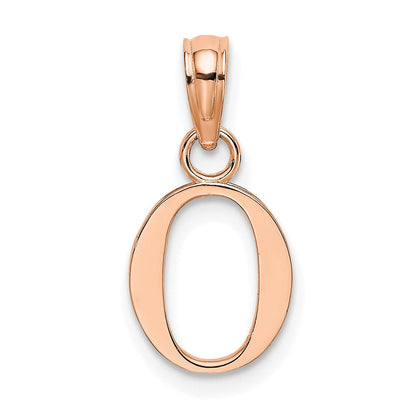 14K Roségold Poliert Block Buchstabe O Initiale Anhänger