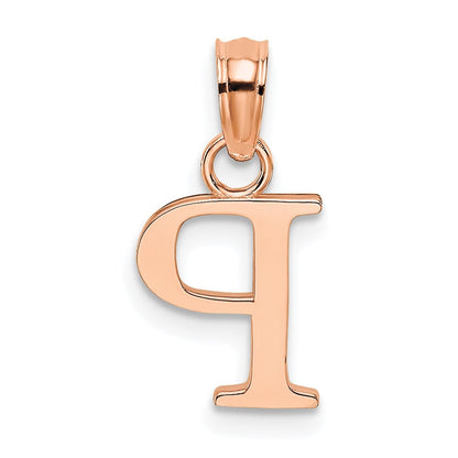 14K Roségold Poliert Block Buchstabe P Initiale Anhänger