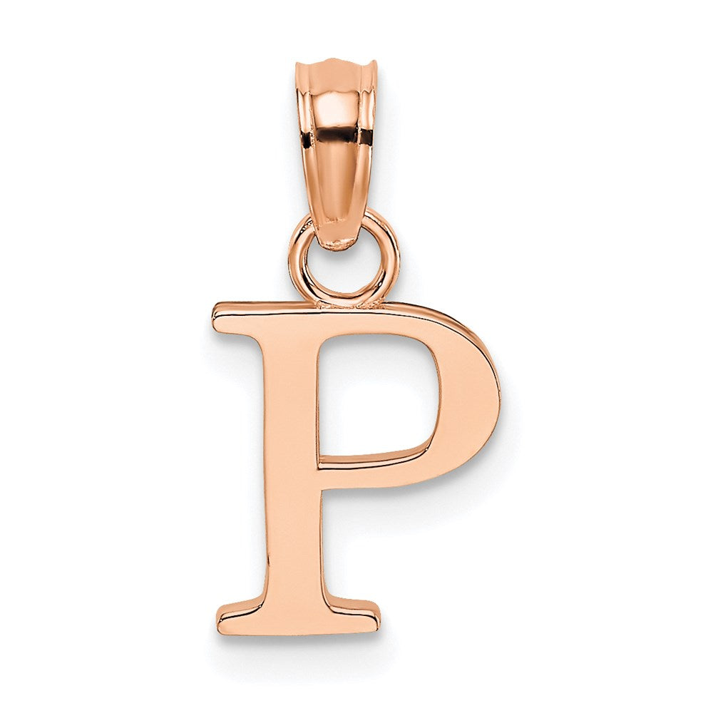 14K Roségold Poliert Block Buchstabe P Initiale Anhänger