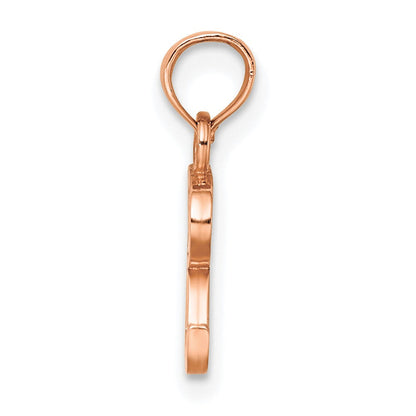14K Roségold Poliert Block Buchstabe R Initiale Anhänger