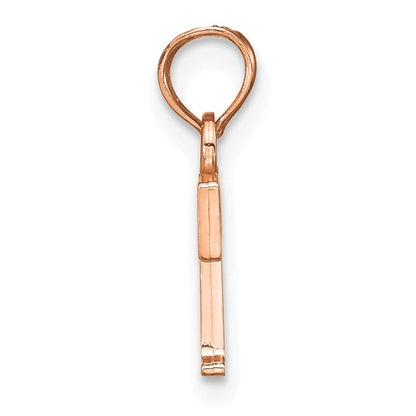 14K Roségold Poliert Block Buchstabe T Initiale Anhänger