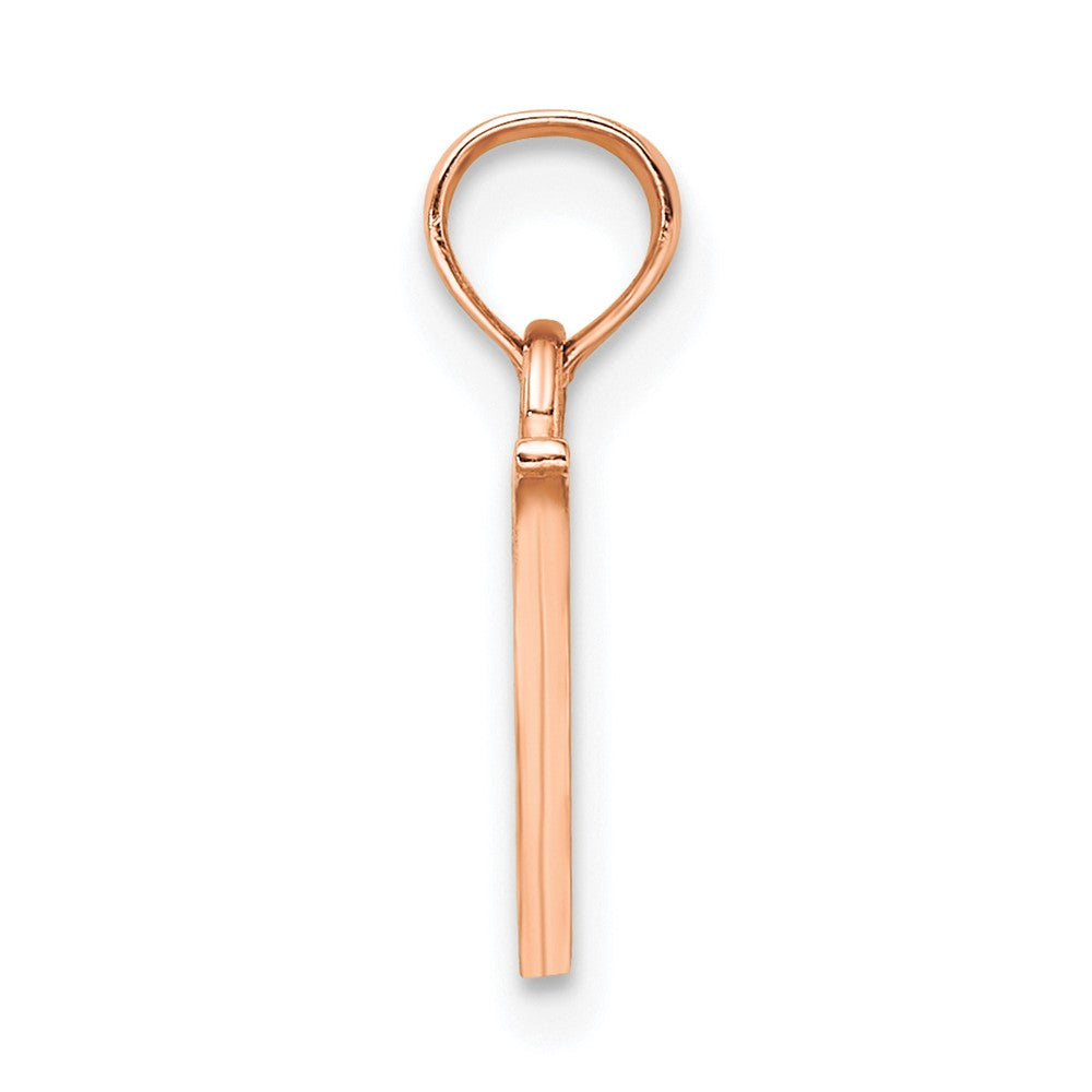 14K Roségold Poliert Block Buchstabe V Initiale Anhänger