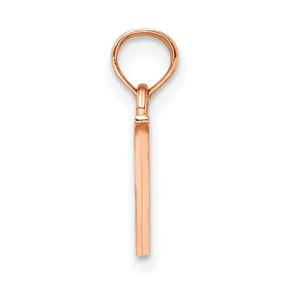 14K Roségold Poliert Block Buchstabe V Initiale Anhänger